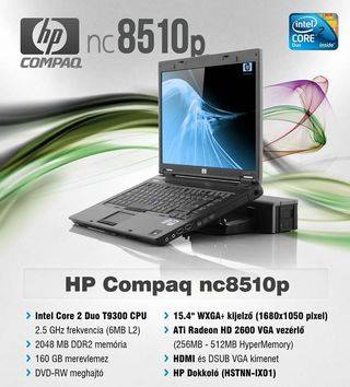 Tkletes llapot hasznlt HP Compaq nc8510p Notebook 3 h garancival, j akksival.